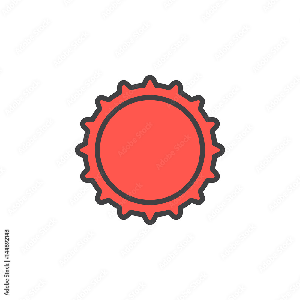 Bottle cap filled outline icon, line vector sign, linear colorful pictogram isolated on white. Symbol, logo illustration. Editable stroke. Pixel perfect