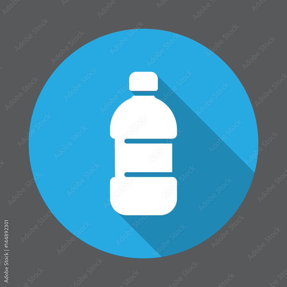Plastic bottle of water flat icon. Round colorful button, circular vector sign with long shadow effect. Flat style design Plastic bottle of water flat icon. Round colorful button, circular vector sign with long shadow effect. Flat style design