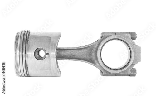 Used piston with a rod isolated on a white background