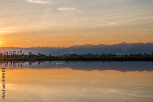 Tramonto nelle risaie novaresi