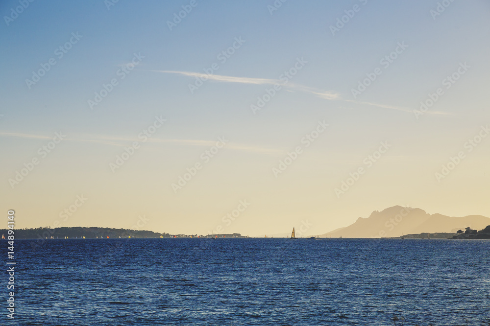 Mediterranean sea view from Cannes, with the Lerins Islands Mediterranean sea view from Cannes, with the Lerins Islands