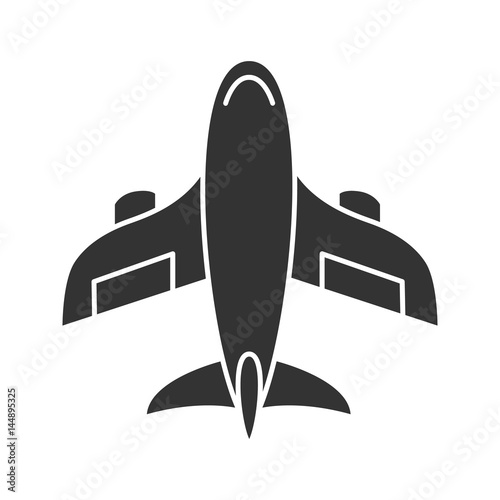 Fototapeta Naklejka Na Ścianę i Meble -  Aircraft icon. Silhouette symbol. Negative space. Vector isolated illustration.