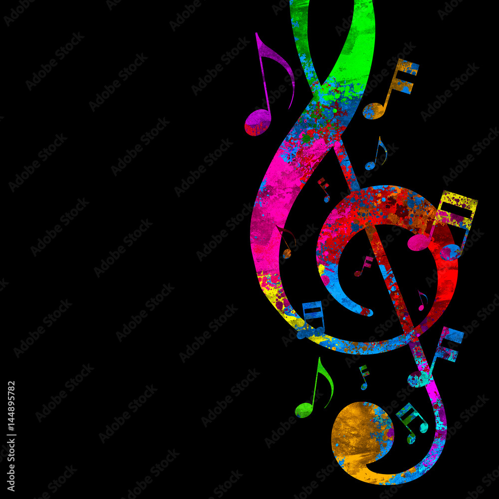 Obraz premium Kolorowe notatki muzyczne