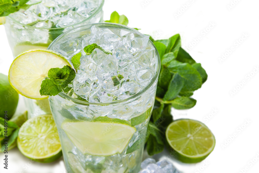 Mojito cocktail and ingredients Mojito cocktail and ingredients