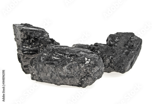 Pile of coal isolated on white background