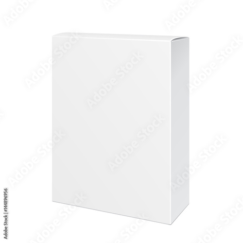White Product Cardboard Package Box. Illustration Isolated On White Background. Mock Up Template Ready For Your Design. Vector EPS10