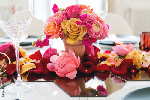 colorful wedding table centerpiece