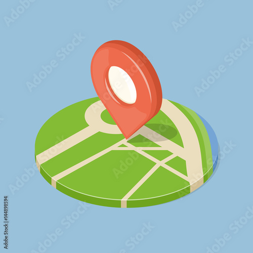 Red pointer on map. GPS navigation concept icon.