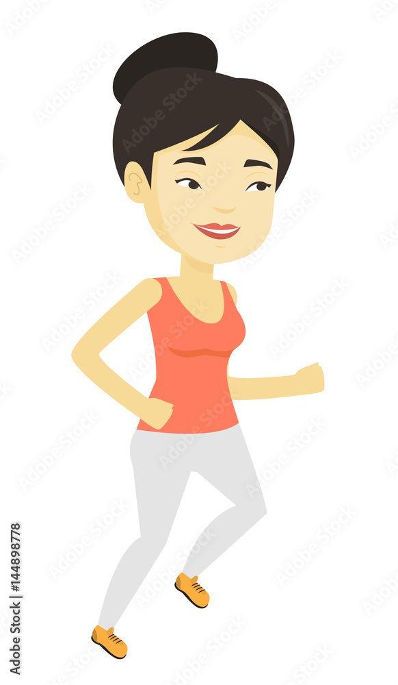 Young woman running vector illustration.