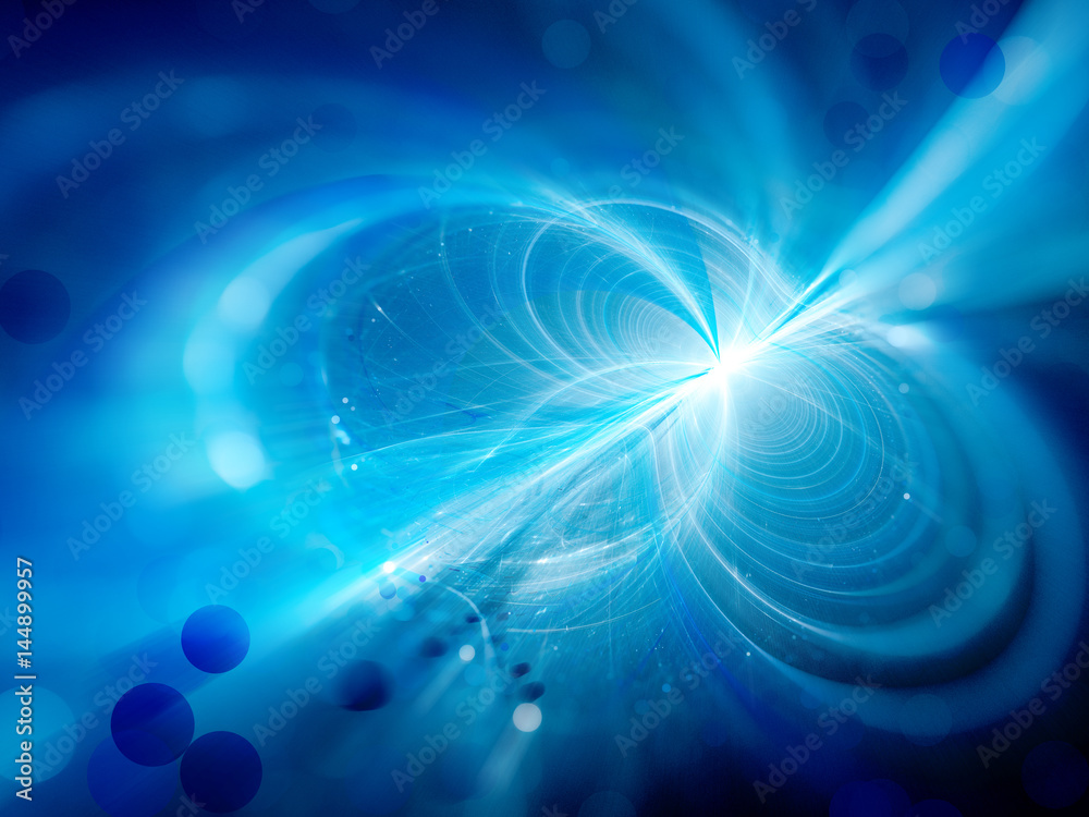 Obraz premium Niebieskie świecące linie plazmowe z partocles abstrakcyjne tło