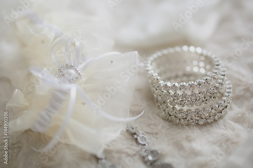 Wedding decorations of the bride, bracelet, garter