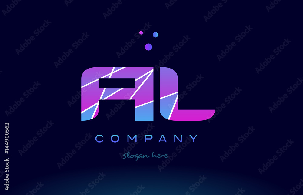 al a l  colored blue pink purple alphabet letter logo icon vector