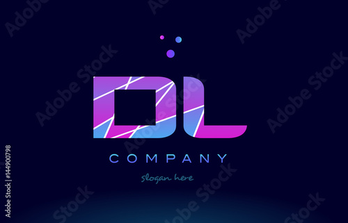 dl d l colored blue pink purple alphabet letter logo icon vector