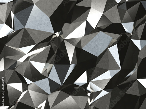 Abstract Lowpoly silver Background. Geometric polygonal background 3D illustration.