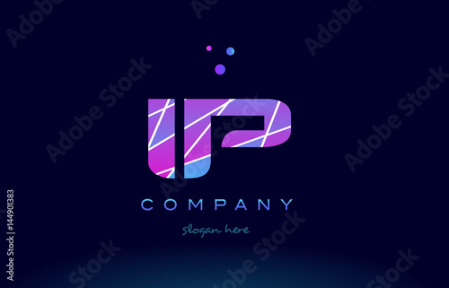 ip i p  colored blue pink purple alphabet letter logo icon vector