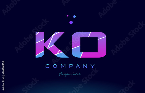 ko k o  colored blue pink purple alphabet letter logo icon vector