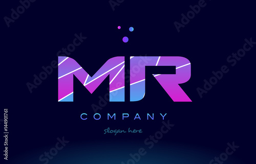 mr m r  colored blue pink purple alphabet letter logo icon vector