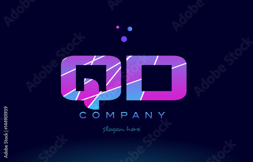 qd q d  colored blue pink purple alphabet letter logo icon vector photo