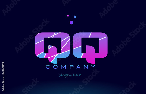 qq q q  colored blue pink purple alphabet letter logo icon vector
