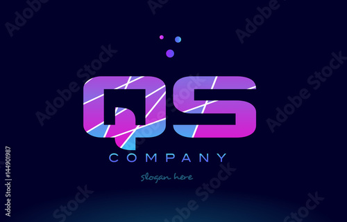 qs q s  colored blue pink purple alphabet letter logo icon vector