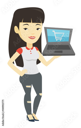 Woman shopping online vector illustration