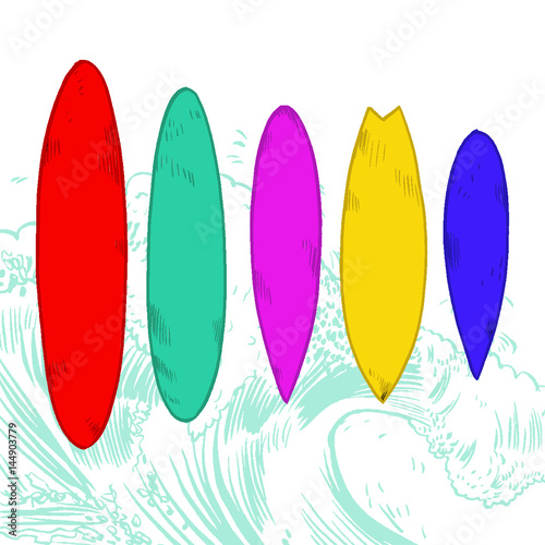 Set of surfboard silhouettes in scale, © akhmett