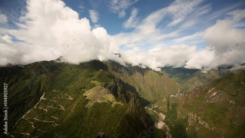 HD video footage: Inca city Machu Picchu in a different view. Andes of Peru near Cuzco photo
