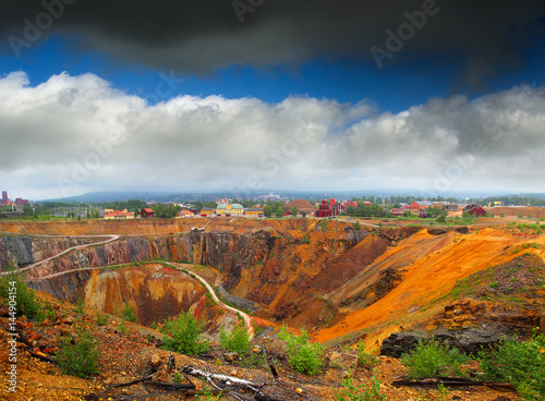 Falun, Sweden - Mining Area of the Great Copper Mountain, UNESCO World Heritage Site. The are an outstanding example of a technological ensemble with a historical industrial landscape photo