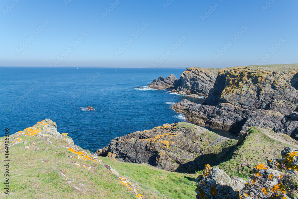 Ile de Groix in Brittany, panorama, cliffs, rocky coast