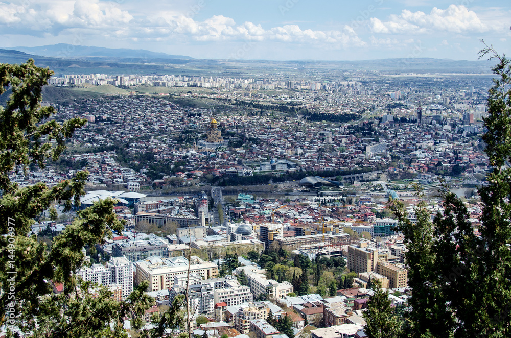 Panoramic view of Tbilisi Georgia from the top of Mount Mtatsminda.