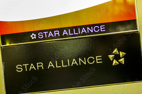 Fotografia Flughafen Wien Schwechat, Schild, Star Alliance, Österreich, Ni