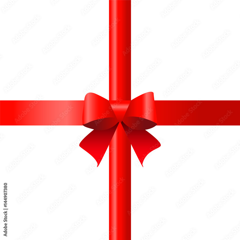 Red ribbon with a bow. Vector illustration on white background Red ribbon with a bow. Vector illustration on white background