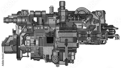 3d illustration of abstract industrial equipment technology