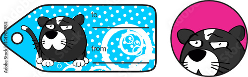 flirty little cat ball cartoon expression giftcard in vector format
