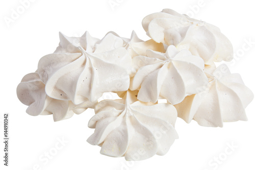 Delicious appetizing meringue isolated on white photo