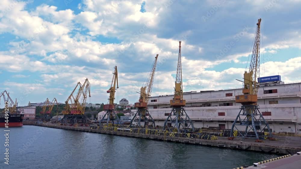 4K Sea Port With Cargo Cranes in the Shipyard 4K Sea Port With Cargo Cranes in the Shipyard