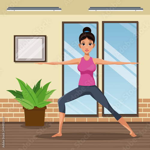 woman practice yoga meditacion vector illustration eps 10