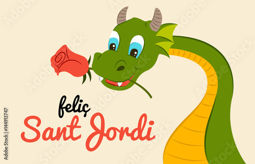 Sant Jordi - Dragón con rosa - Tradición Cataluña © Juliana