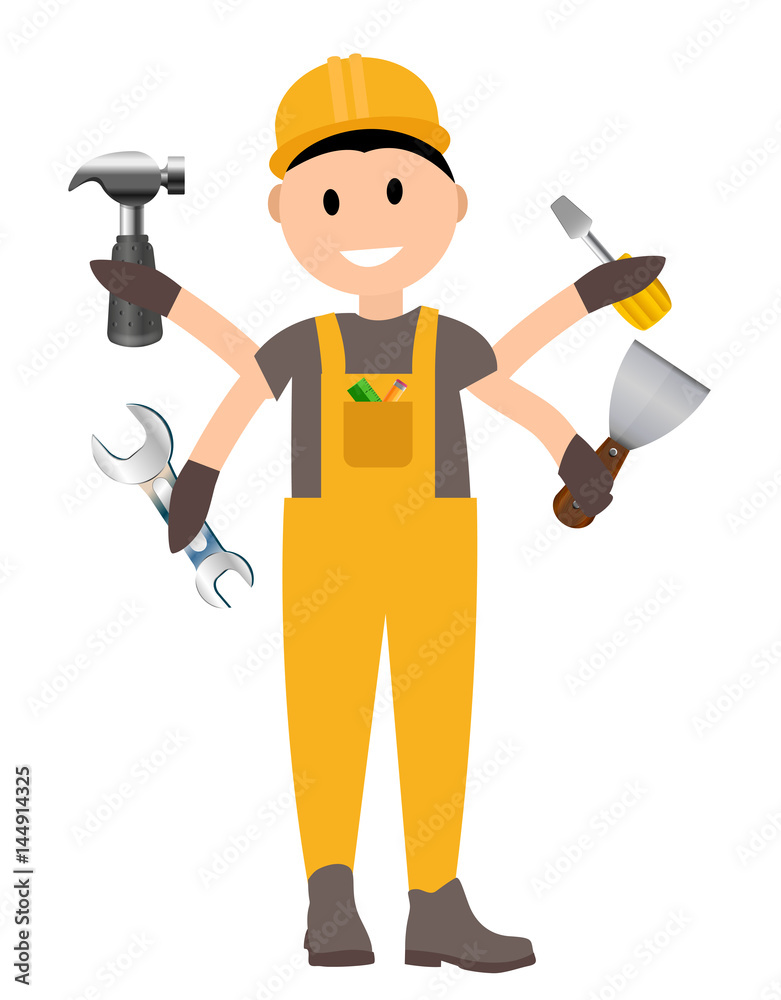Construction Worker Flat Character, Building Man Specialists Rea Construction Worker Flat Character, Building Man Specialists Rea