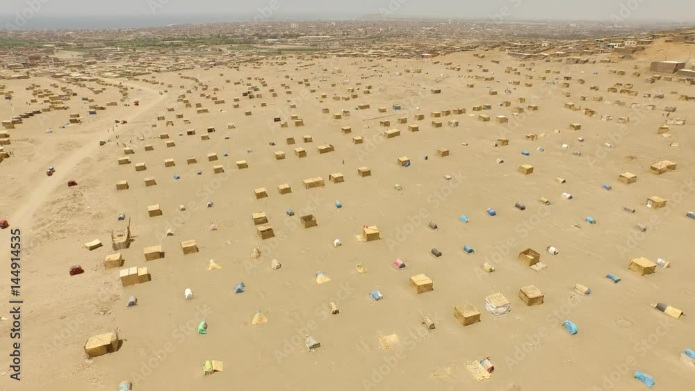 land occuption: Huts in a desert. Pueblo Joven in Peru, here in Huacho near the city.