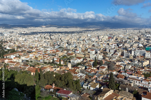 Amazing panorama from Acropolis to city of Athens, Attica, Greece