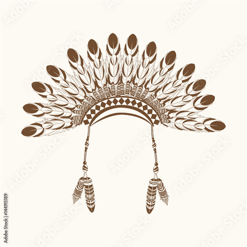 native american crown feathers vector illustration eps 10