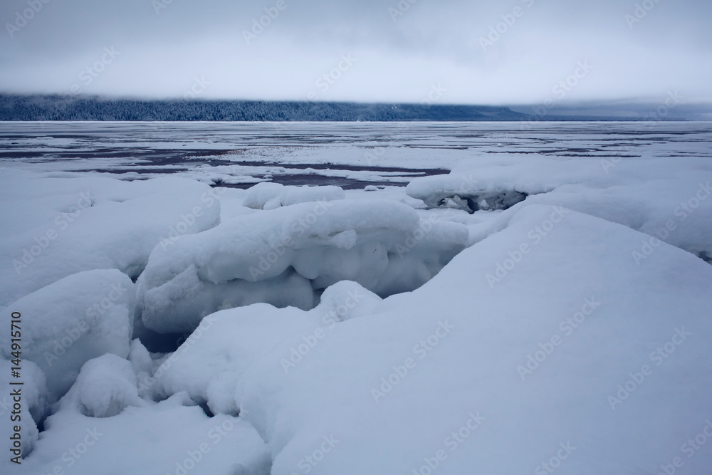Snow on Cloudy Alaskan Beach Snow on Cloudy Alaskan Beach