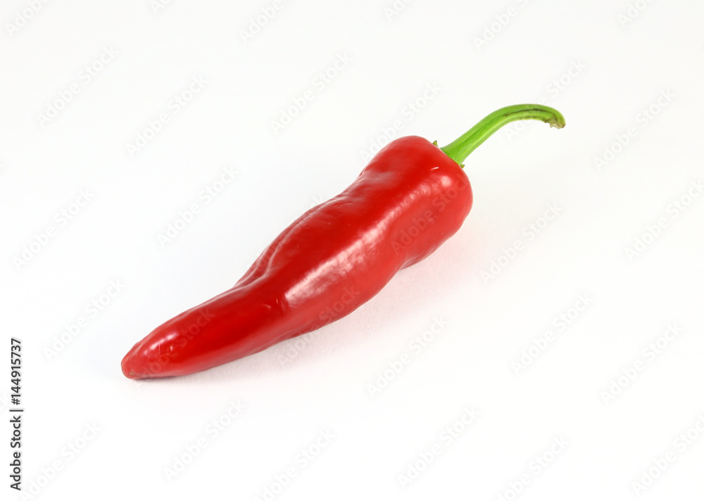 Top view chili pepper isolated on a white background