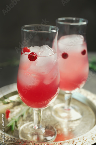 Wallpaper Mural Glasses with delicious wine spritzer on silver tray Torontodigital.ca