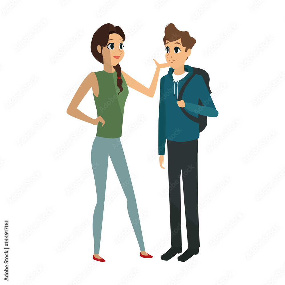 young couple cartoon icon over white background. colorful design. vector illustration young couple cartoon icon over white background. colorful design. vector illustration