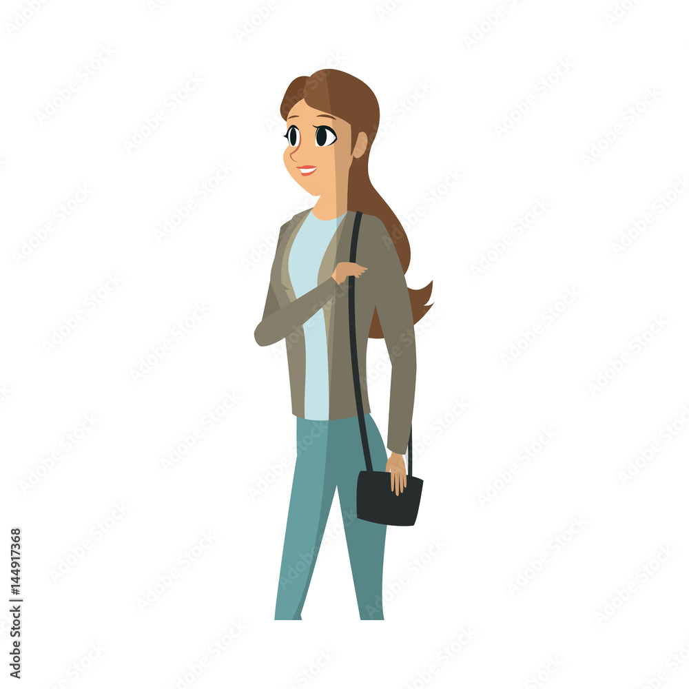 young woman wearing casual clothes cartoon icon over white background. colorful design. vector illustration young woman wearing casual clothes cartoon icon over white background. colorful design. vector illustration