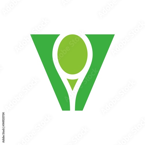 tennis logo vector. letter v logo.