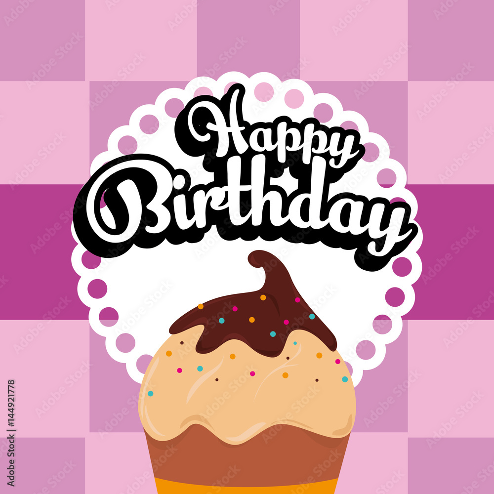 happy birthday cupcake card vector illustration design happy birthday cupcake card vector illustration design