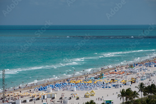 Miami beachscape with people and palm trees © Larry